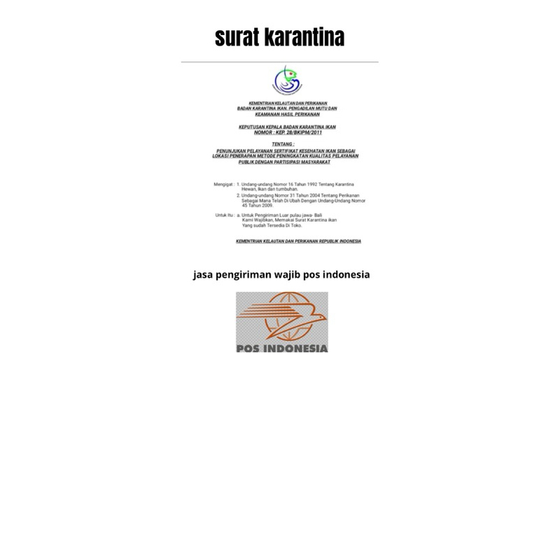 

surat karantina untuk pengiriman keluar jawa