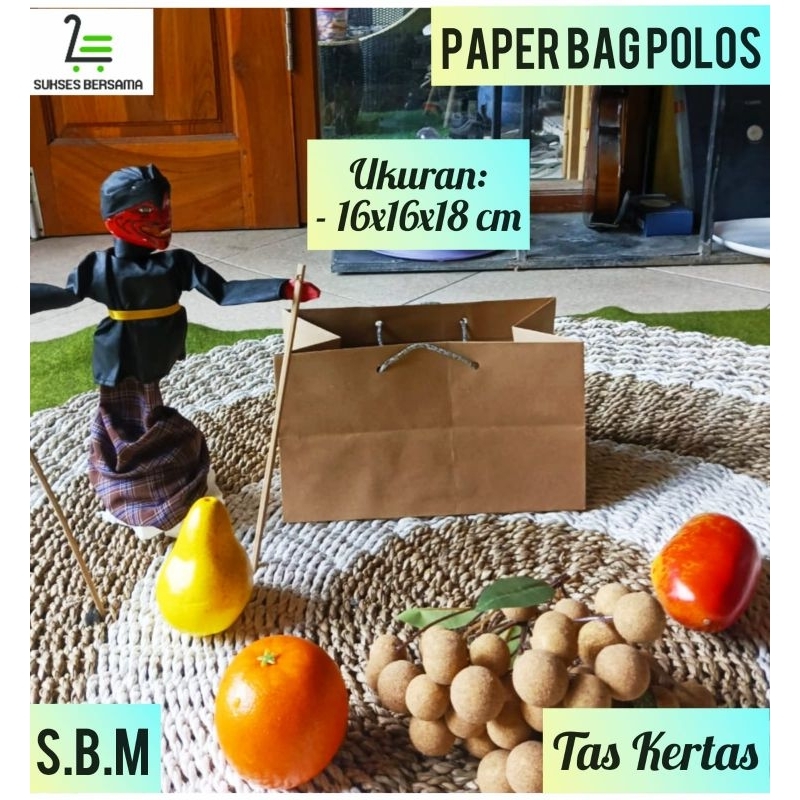 

Paper Bag Coklat Uk: P16 xL16 xT18 cm(LUSINAN/12 Pcs/Tas Kado/Goodiebag