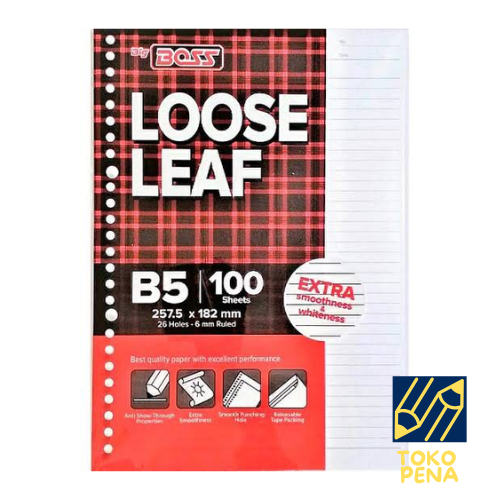 

Big Boss Loose leaf B5 bergaris polos (isi 100 lembar) / isi binder / kertas binder Bigboss