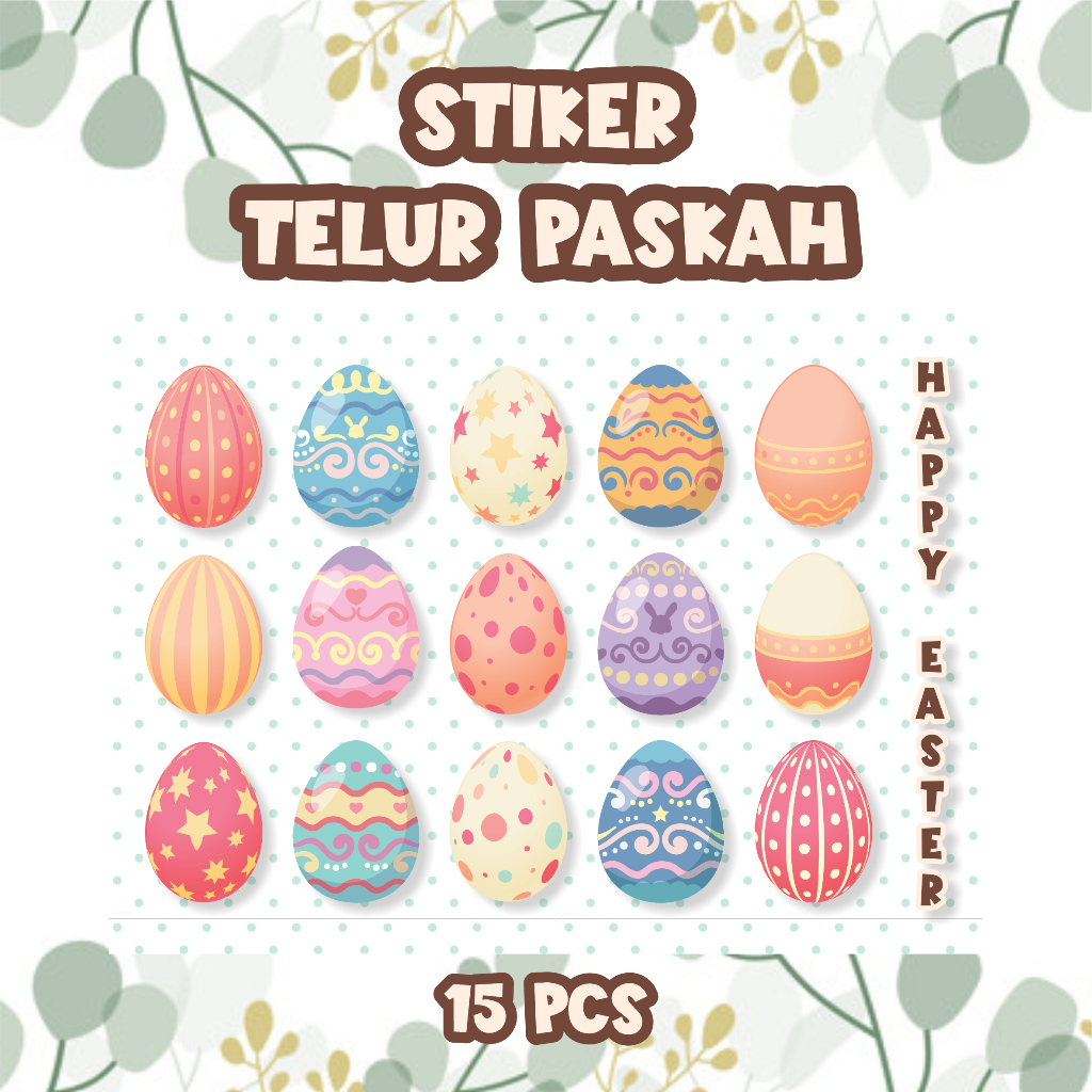 

15 Pcs Stiker Telur Paskah Anak Lucu Aneka Desain