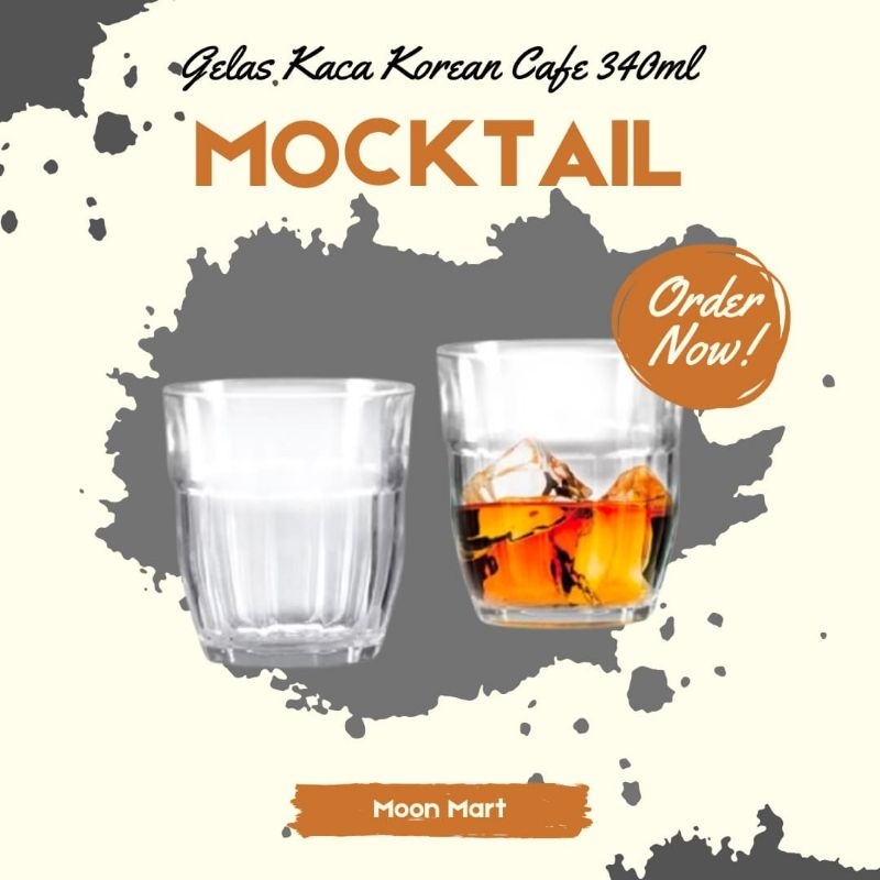 MoonMart - Gelas Kaca Korean Cafe Aesthetic 340ml / Gelas Kopi / Gelas Home Cafe / Gelas Cafe Korea