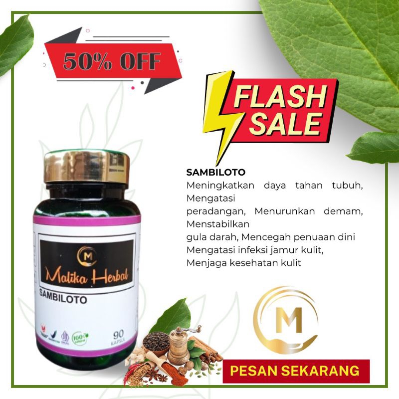 

Malika Herbal SAMBILOTO 90 Kapsul (Imunitas, Flu)