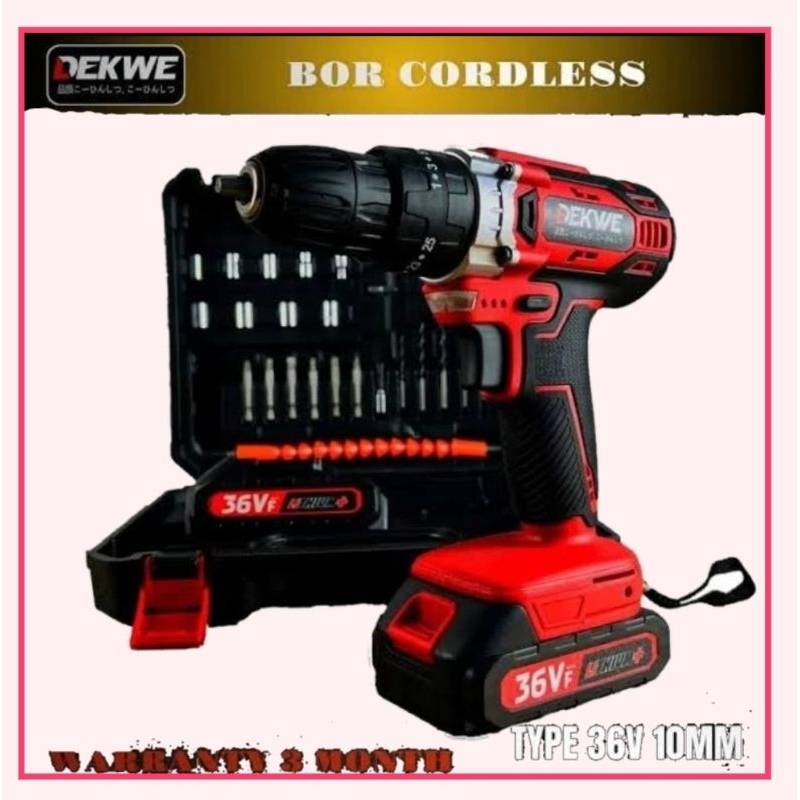 DEKWE BOR BATERAI CORDLESS DRILL DK1036 36vf LITHIUM 2BATERAI