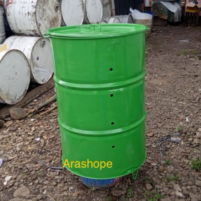 Tong sampah 200 Liter/ drum besi besar/tempat bakar sampah
