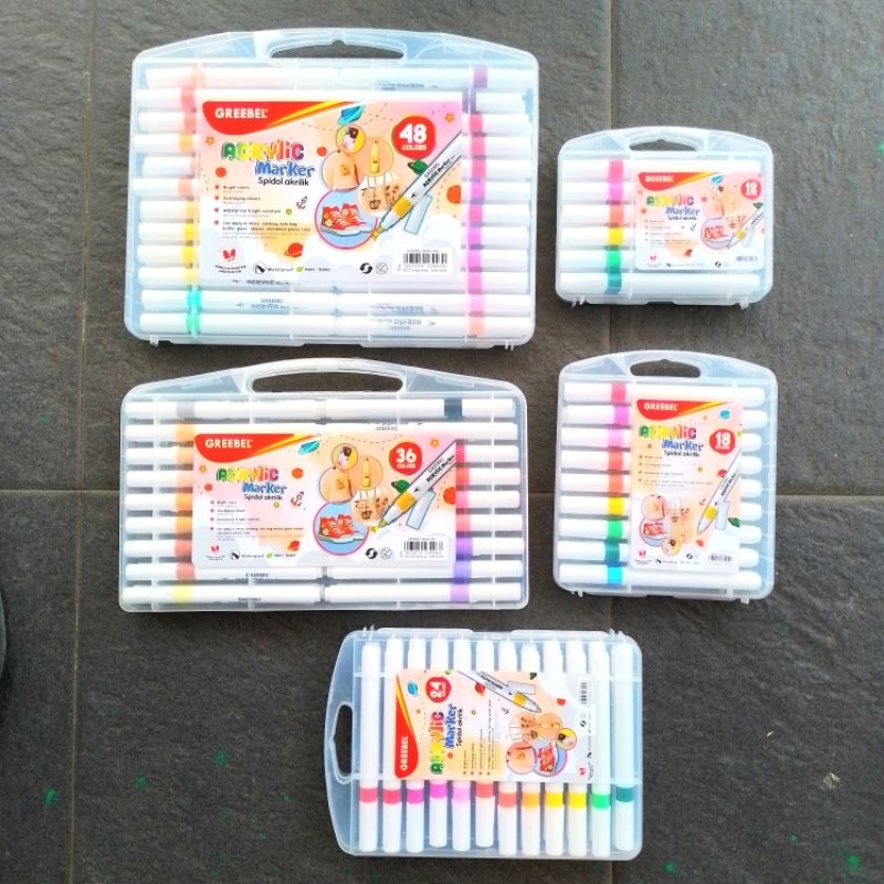 

Ay00! Spidol Akrilik Acrylic Markers Greebel 12, 18, 24, 36, 48 Warna ( Set )