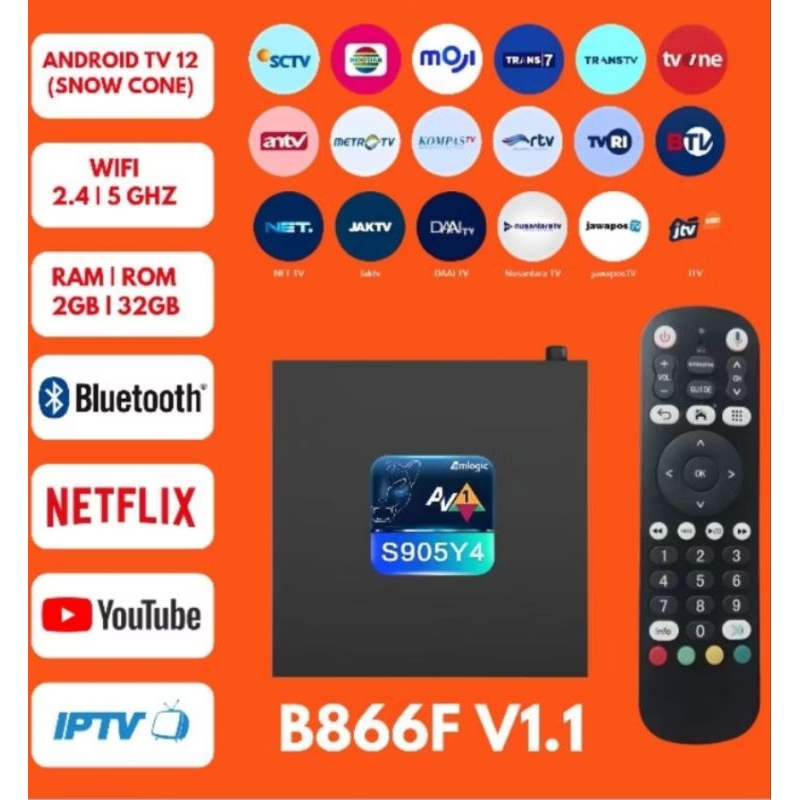 SMART TV BOX B668F OS 12 SUPPORT NETLIX (UNLOCK &ROOT) BONUS CHANEL PREMIUM 1 BULAN