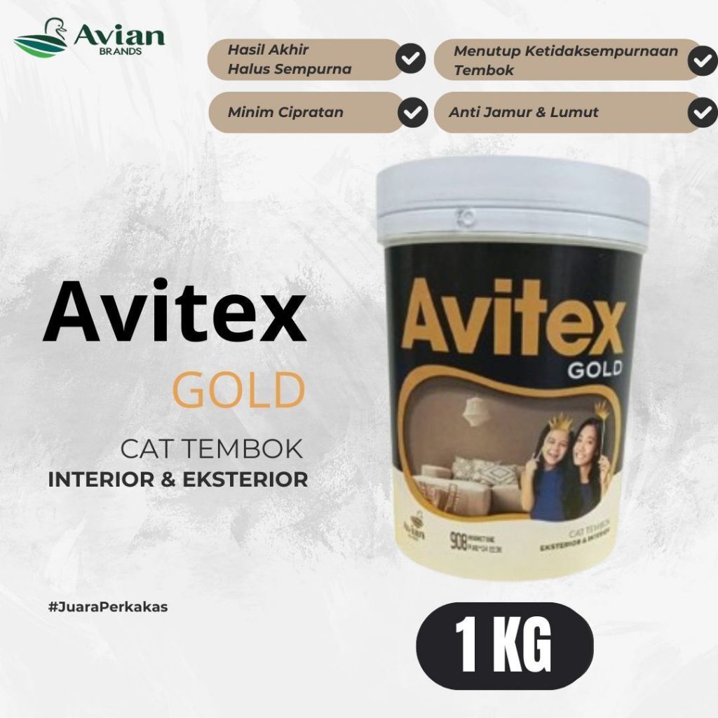 Avian Cat Avitex Gold Cat Tembok Cat Dinding Rumah Interior dan Eksterior Kemasan 1 Kg Warna Lengkap