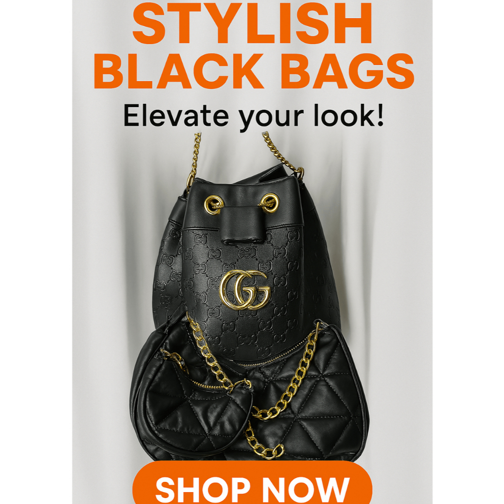 Tas Wanita Stylish Warna Hitam – Elegan & Kekinian dengan Rantai Emas