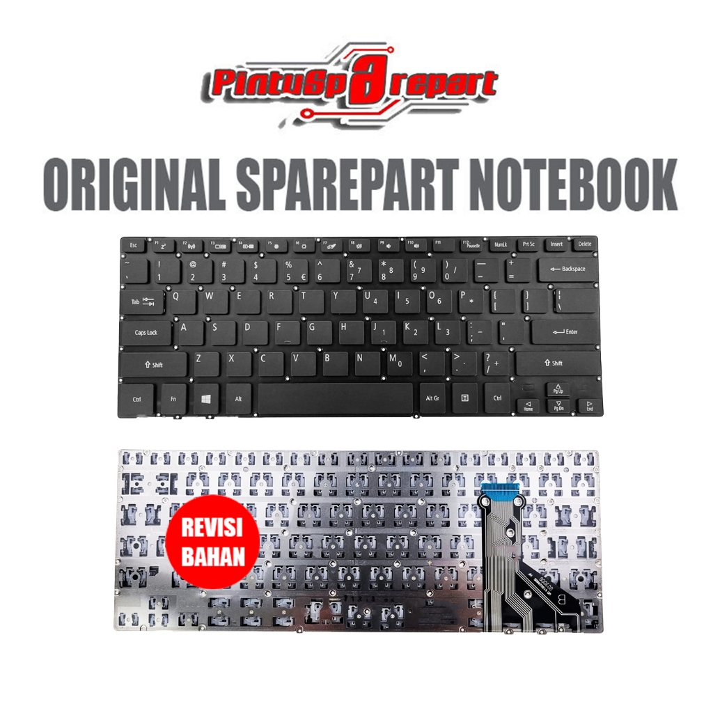 (GENUINE TOMBOL DELETE) ORI KEYBOARD LAPTOP ACER SPIN 7 SF713-51 SP714-51 SP714-51-M024 HITAM BLACK 