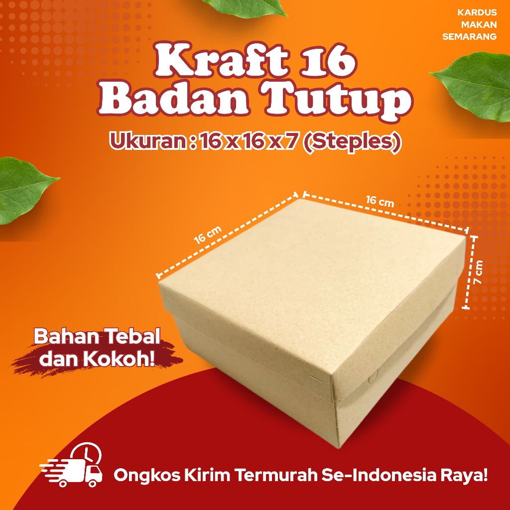 

Dus Kraft 16x16x7 Badan Tutup Pisah Non Laminasi Box / Nasi Berkat Hajatan 16 x 16 x 7 / Box Berkat / Dus Kue Roti Snack