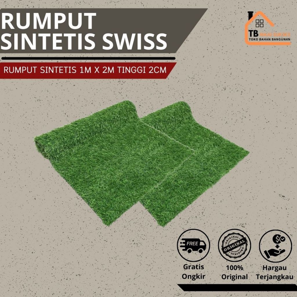 Rumput Sintetis Swiss RUMPUT SINTETIS 1M x 2M Tinggi 2CM Berkualitas