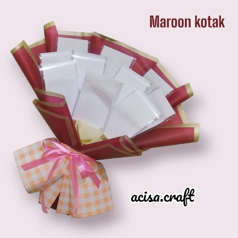 buket uang kosong 10 lembar maroon kotak murah bandung