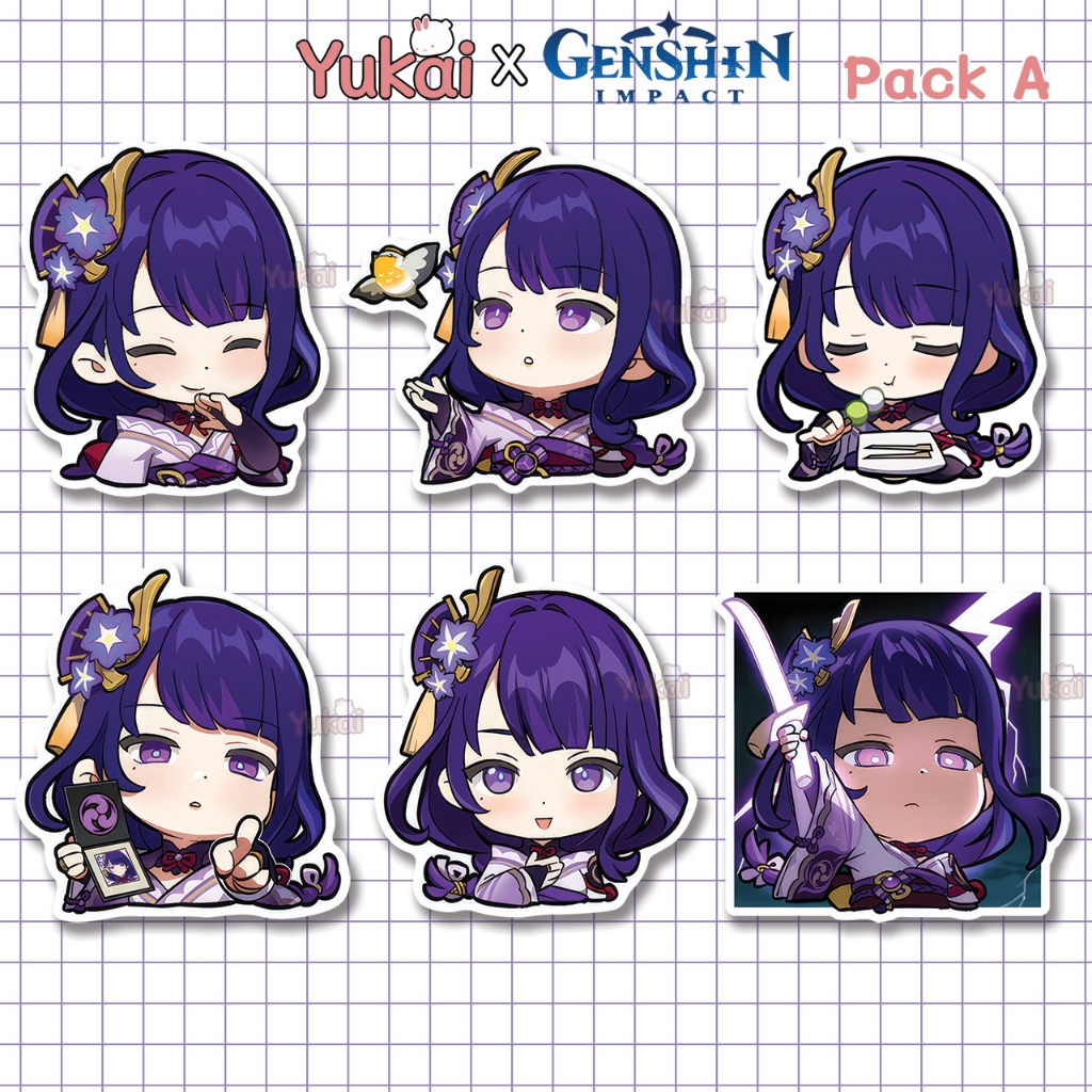 

Stiker Pack Raiden Shogun Genshin Impact Premium, Sticker Anime Waterproof