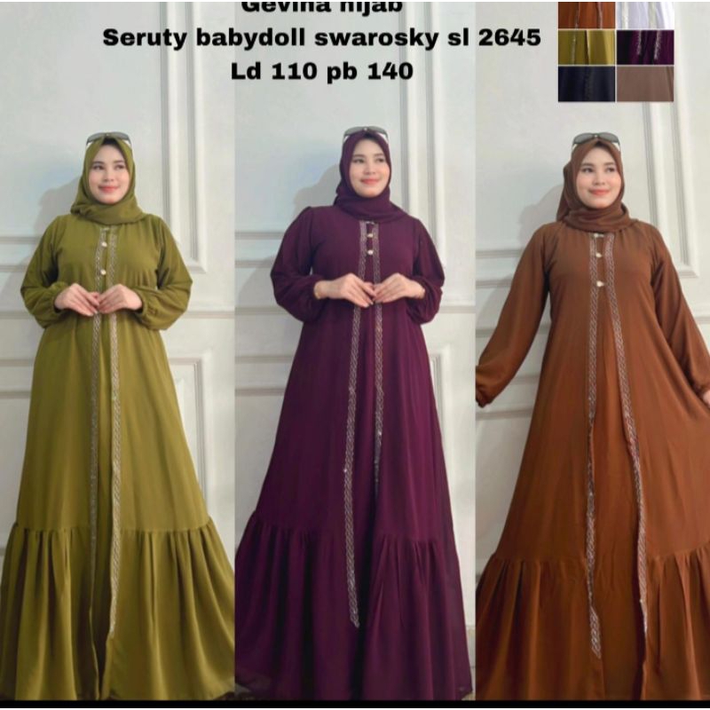 gamis ceruty model terbaru kekinian bisa buat kondangan dan berpesta model terbaru kekinian
