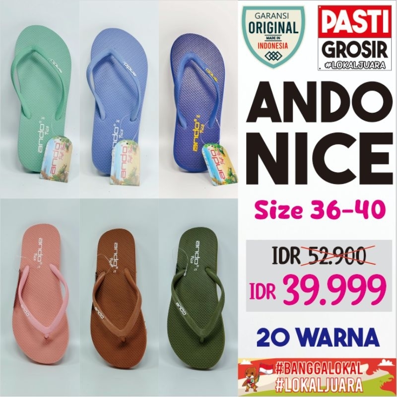 Ando Nice Sandal Ando Cewek Ukuran 36-40 Sandal Jepit Cewek Sandal Terbaru Pasti Grosir