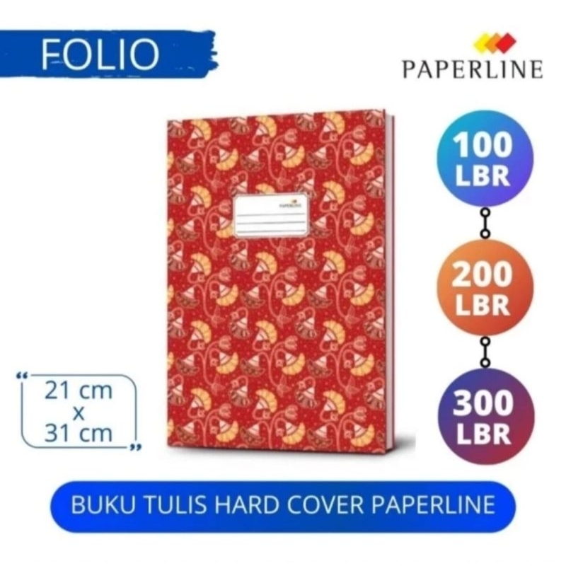 

Paperline Buku Tulis Hard Cover Folio 100 Lembar / Folio 200 Lembar / Folio 300 Lembar. - Pc (Buku).