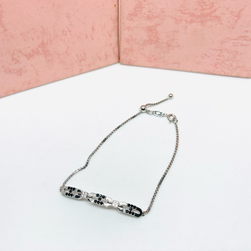 Gelang serut emas Putih kadar 300 mata hitam