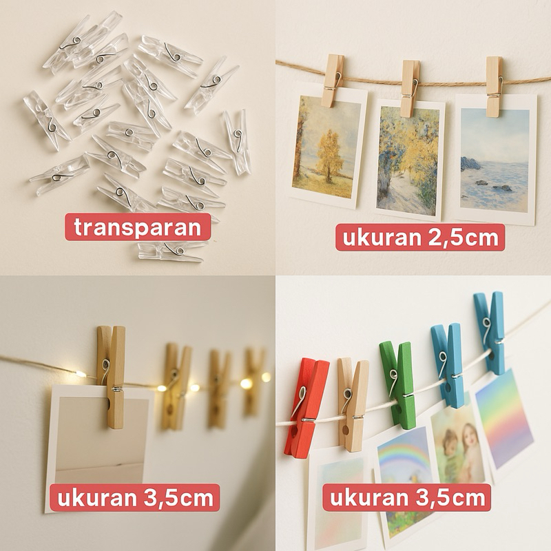 PENGIRIMAN JAKARTA TANGERANG JABODETABEK Wooden Clip / Jepit Kayu / Foto Clip Mini Polos 2,5cm 3,5cm