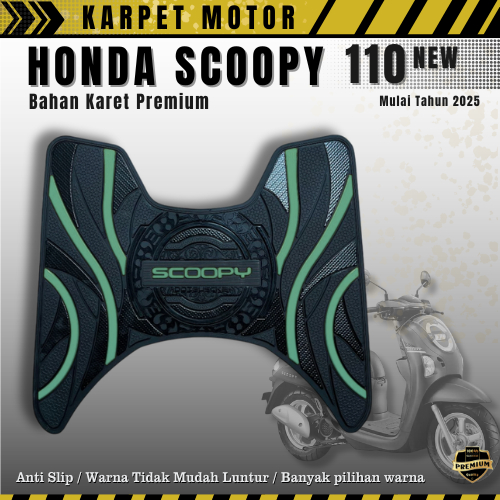 Step Floor Bordes Karpet Pijakan Motor Scoopy Warna Hijau Army / Green Army Bahan Karet Premium