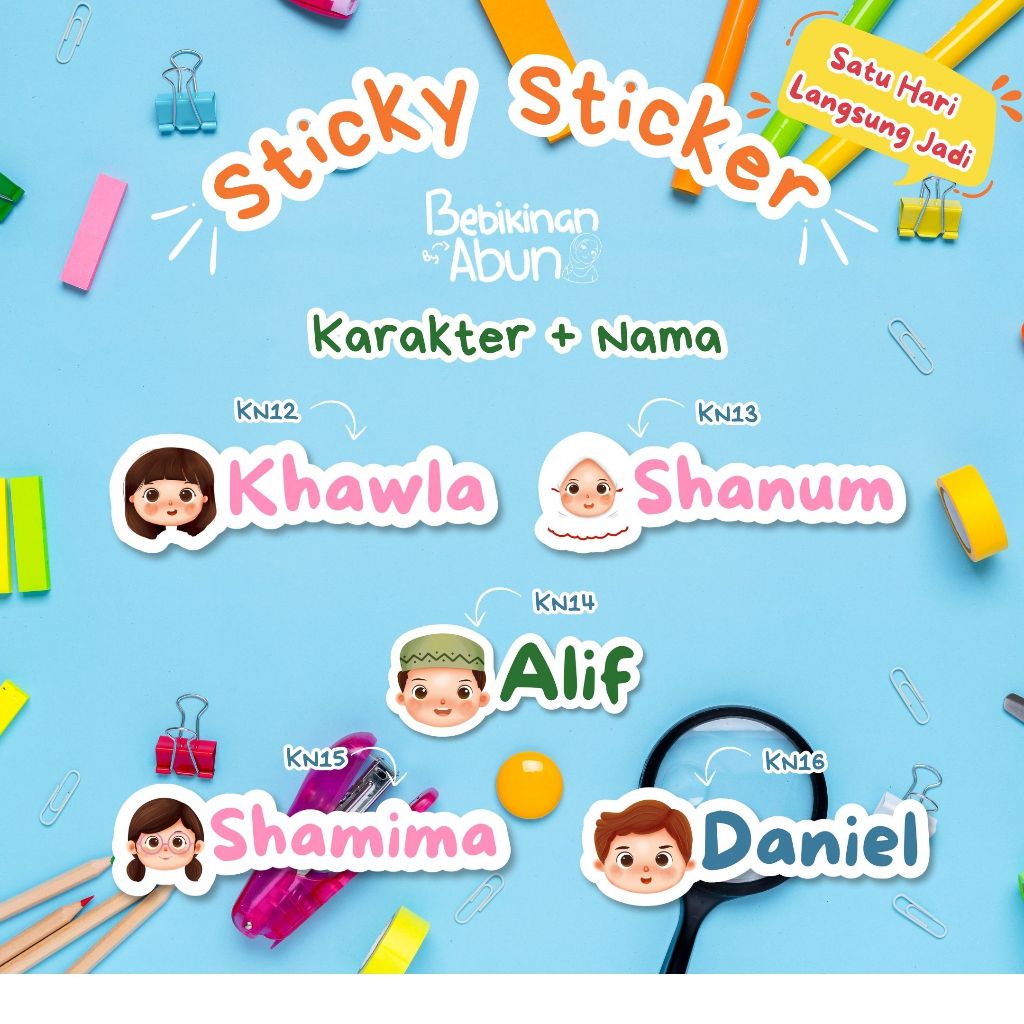 

Sticker Nama | Sticker Anti Air | Sticker Sekolah | Sticker Custom |Sticker Karakter