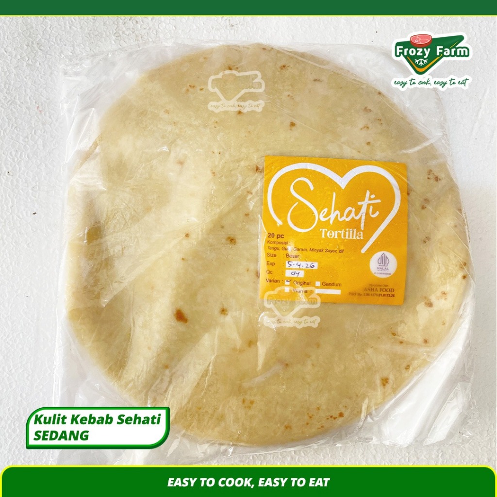 

Kulit Kebab Ukuran Sedang / Kulit Tortilla Sehati / Isi 20 Lembar