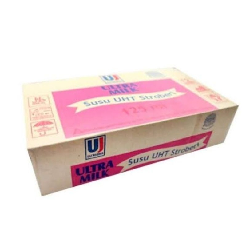 

1 Dus susu UHT ultra milk 125ml rasa stroberi