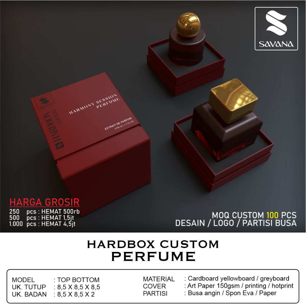 

Hardbox Parfum 30-50ml TOP BOTTOM - Custombox Parfum - Kemasan Parfum - Packaging Parfum - Premium Box 8x8x12