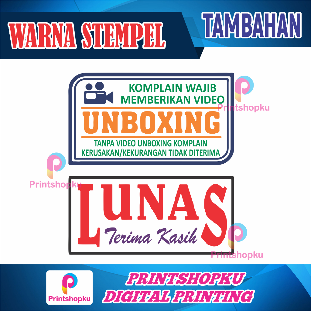 

TAMBAHAN WARNA UNTUK STEMPEL 3 WARNA 4 WARNA