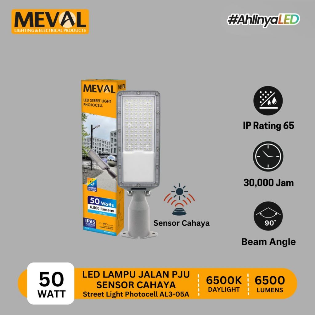 MEVAL Lampu Jalan PJU LED Street Light Sensor Cahaya