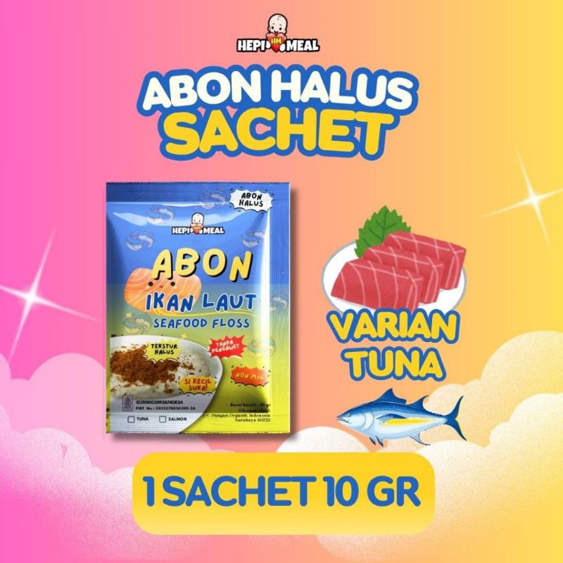 

Abon Halus Tuna Hepi Meal 10gr Cocok untuk MPASI 6+ Bulan
