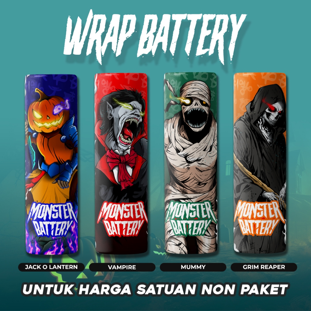 

WRAP BATTERY 18650 - Sticker Pembungkus Baterai - Desain MONSTER