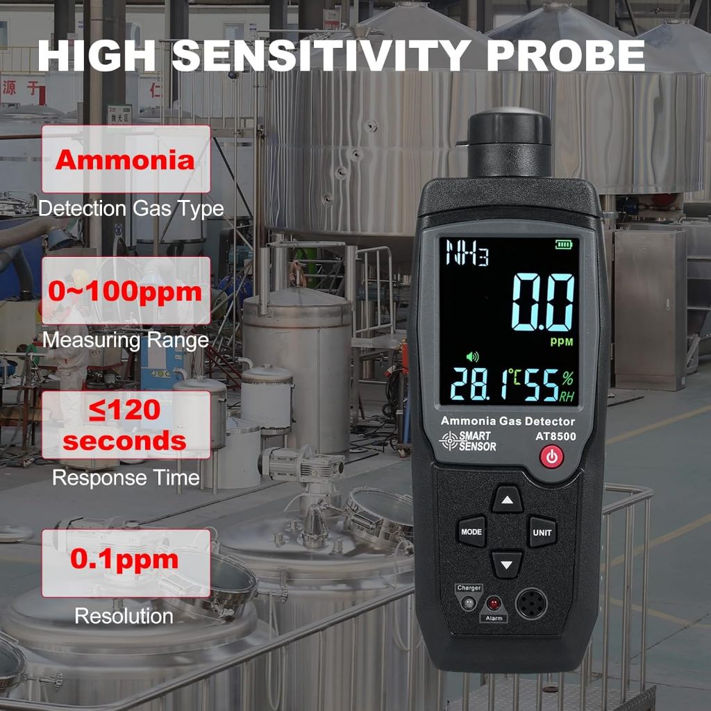 AMMONIA GAS DETECTOR  SMART SENSOR AT8500 Ammonia Gas Detector Digital NH³ Gas Tester 0-100 PPM Ammo