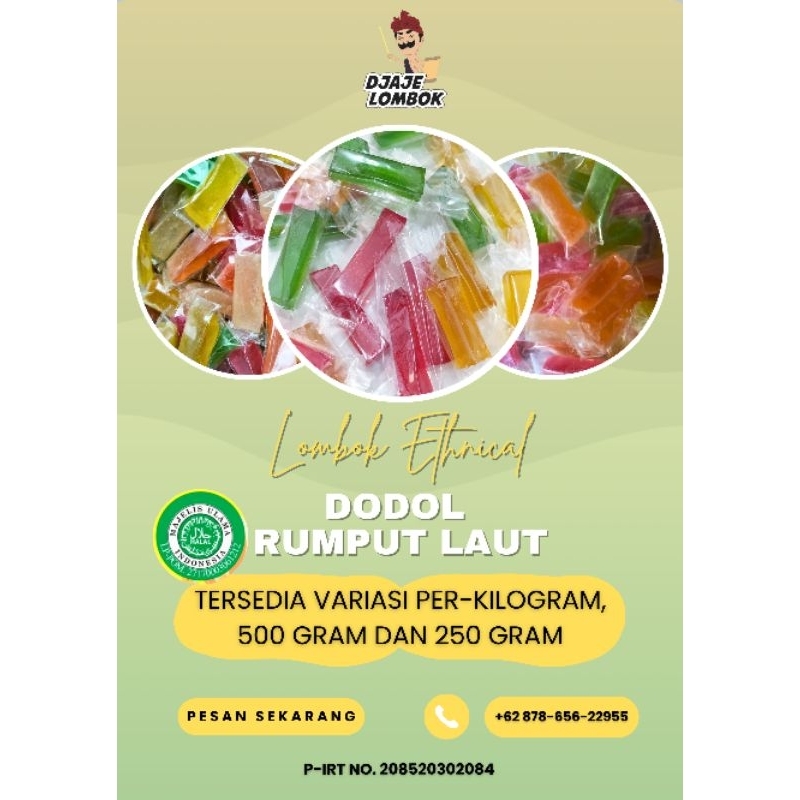 

1KG, 500 GRAM, 250 GRAM OLEH-OLEH DODOL RUMPUT LAUT HALAL KHAS LOMBOK / SEAWEED DODOL / KINJO JELLY KHAS LOMBOK | OLEH - OLEH SEHAT BERGIZI