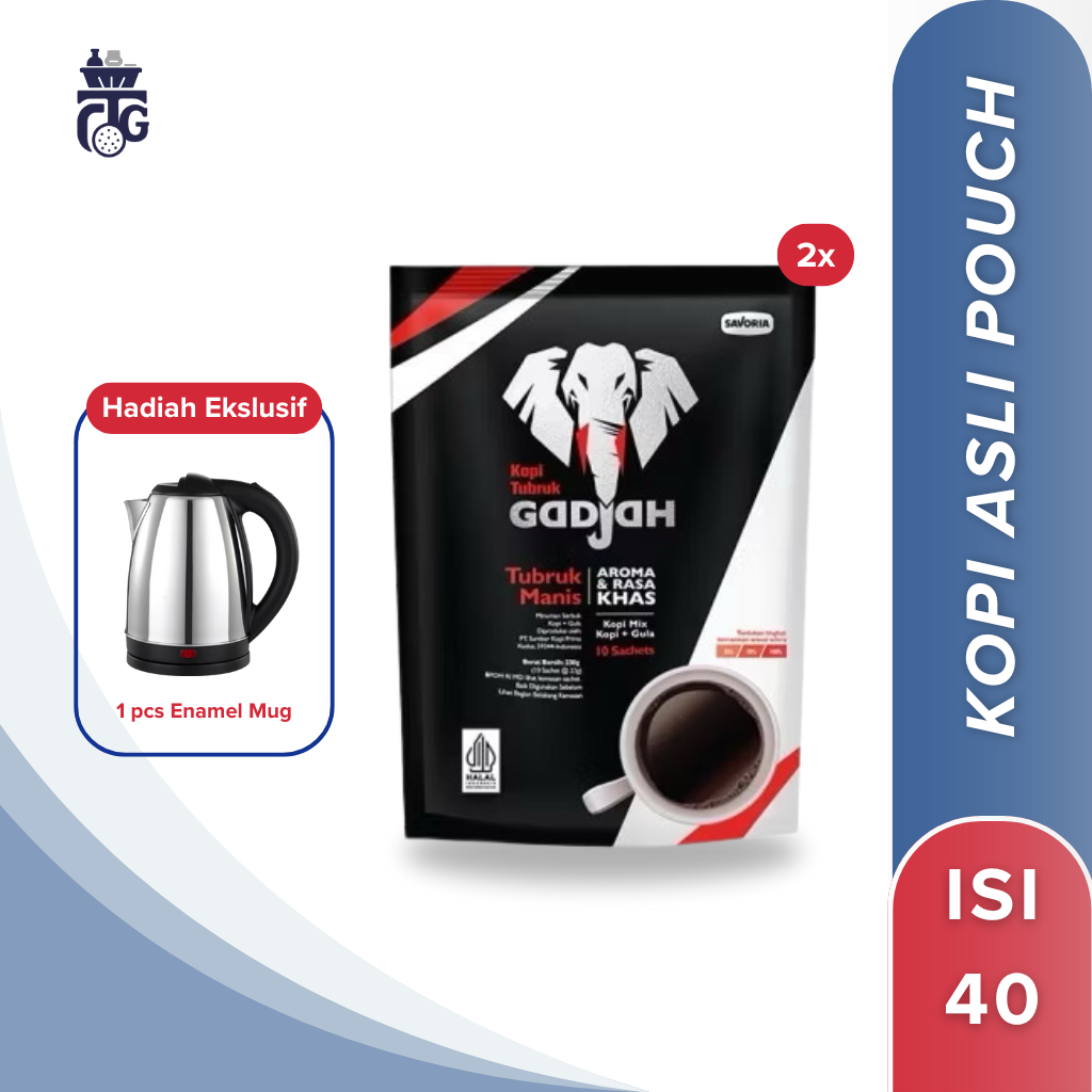

Kopi Tubruk Gadjah Asli Pouch - 40 Sachet x 6g + Electric Kettle
