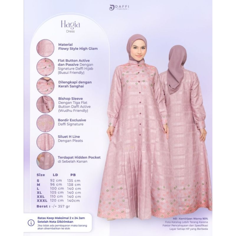 Dress Daffi Hagia Series gamis busui friendly wudhu friendly ORI Daffi