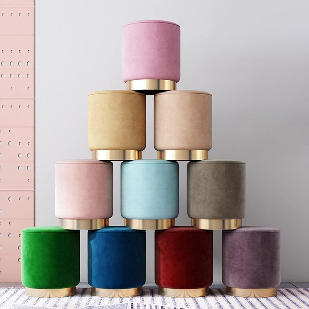 Stool Bulat Ottoman Polos / Kursi Kecil Empuk Nyaman / Sofa Stool Bulat Tabung / Sofa Stool / Sofa M