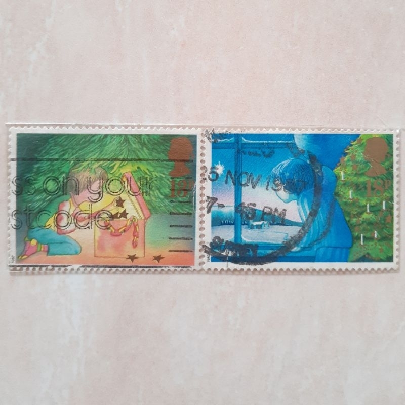

Perangko Inggris Britania Raya Christmas 1987 Tahun 1997 set 2pcs