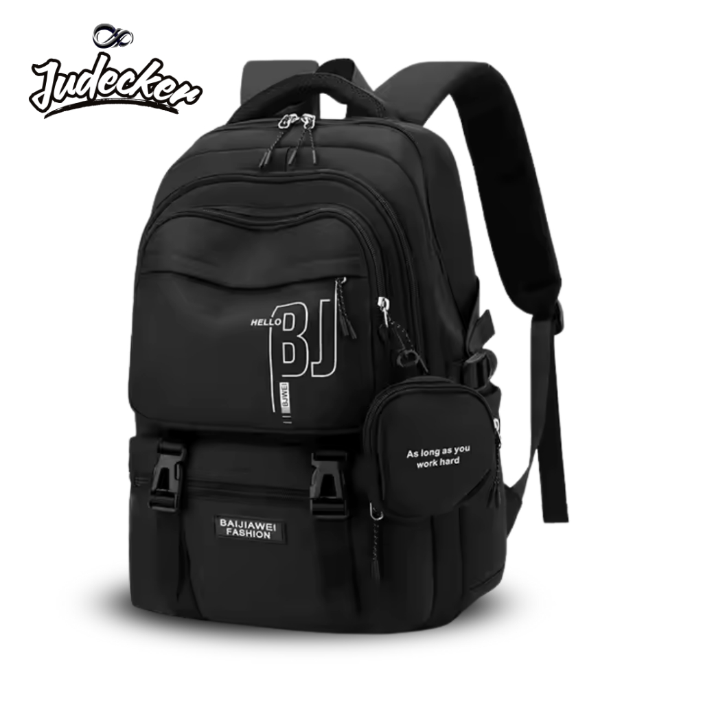 Judecker Tas Ransel Sekolah HELLO BJ Hitam Tas Backpack Wanita/Perempuan Tas Sekolah Fashion Wanita 