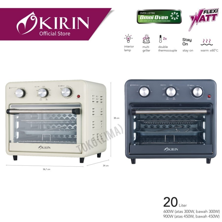 KIRIN Oven Listrik Low Watt 20 Liter / Kirin Omni Oven Listrik Flexi Watt KOO-202S
