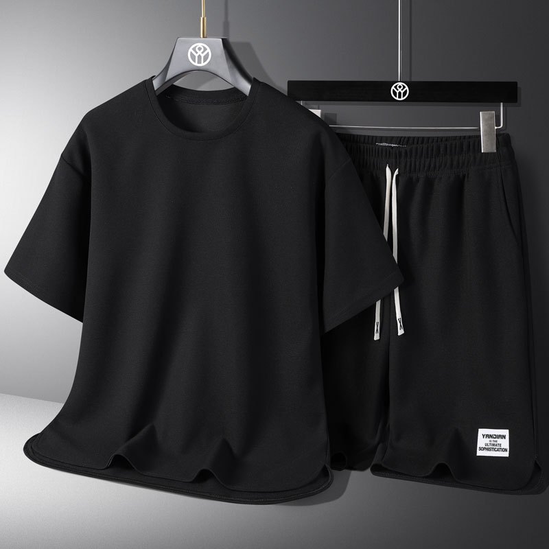 DISAI Baju Olah Pria Sport Yoga Set Unisex Sport Wear Kaos Round Neck & Celana Pendek Pria