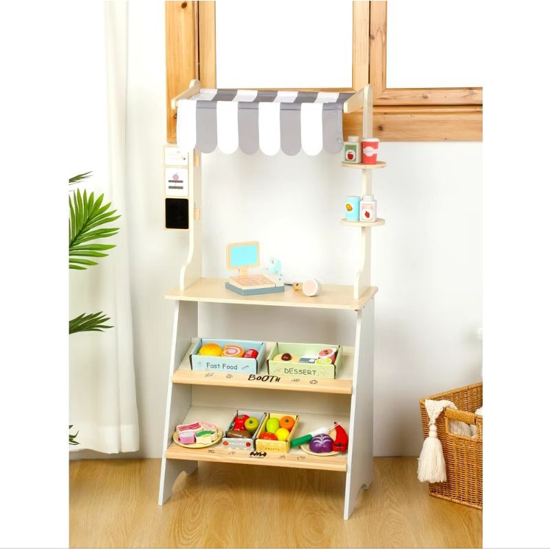 Convenience Store Wooden Toy mainan edukasi anak kayu play pretend toko sayur buah kasir anak