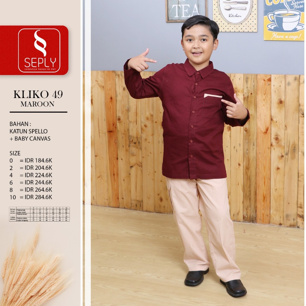 DISKON Seply Baju Koko Anak Set Kliko 49 Olive Maroon