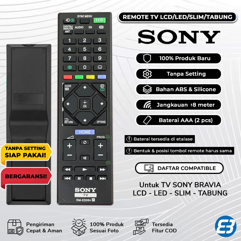 Remote TV Sony Bravia LCD LED Smart TV 3D