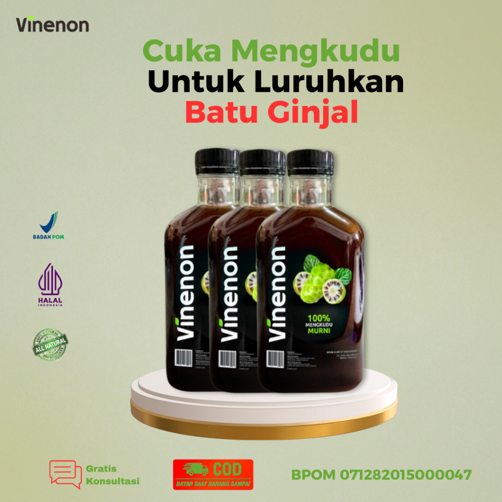 

VINENON - Paket 3 Botol Cuka Mengkudu Untuk Hancurkan Batu Ginjal & Redakan Rematik - BPOM & Halal