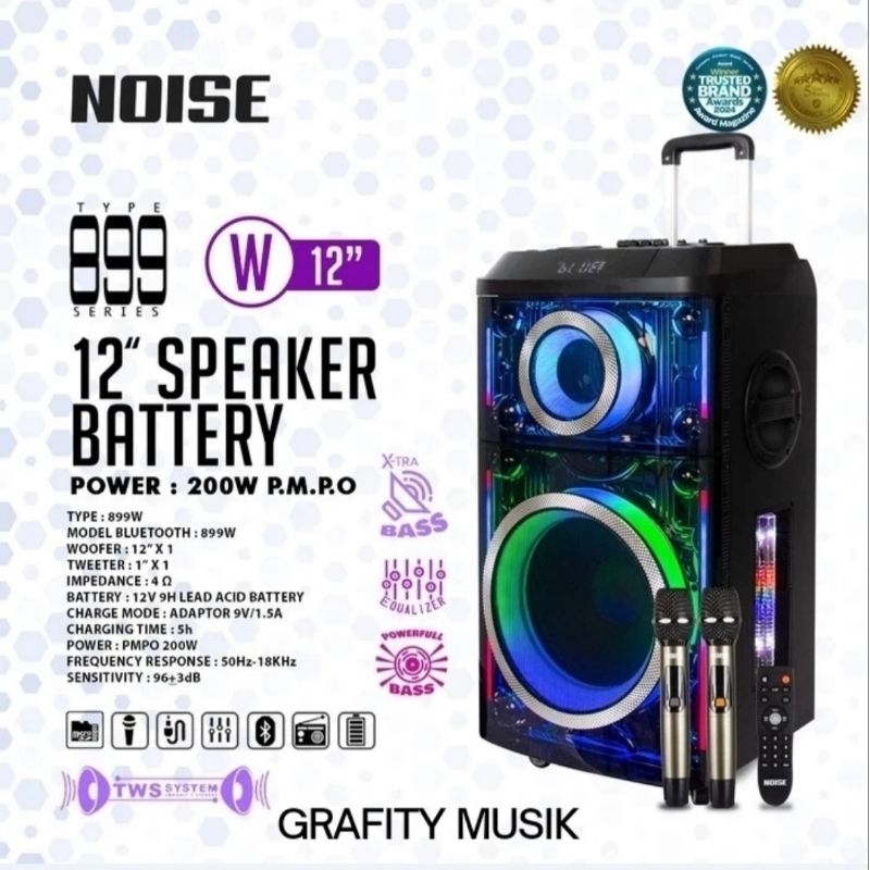 Speaker Portable Noise 899 W Original 12 inch Speaker Portable Noise 899W Bluetooth Original
