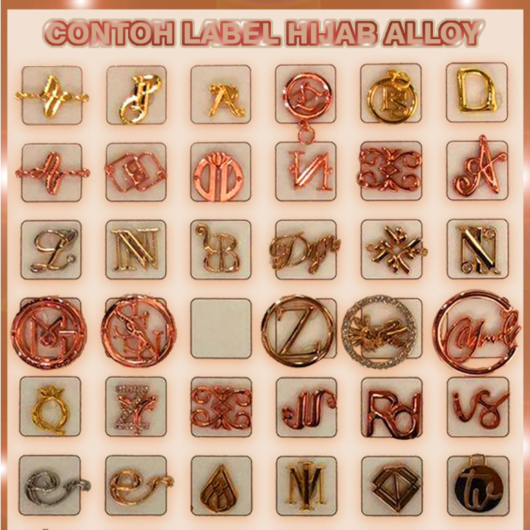 Logo, label, bross hijab logam alloy premium high quality