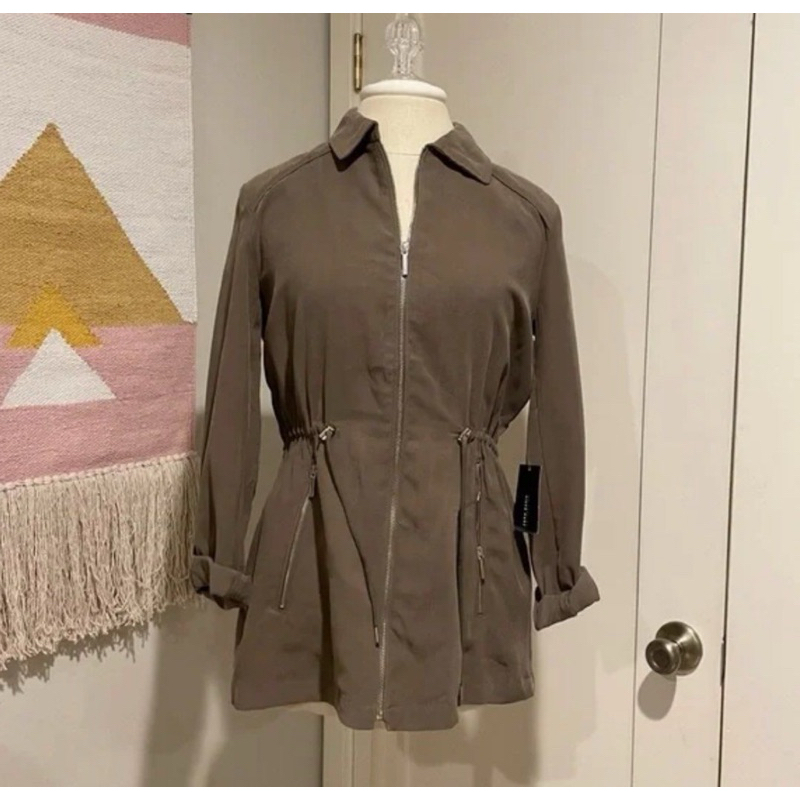 zara drawstring jacket army look