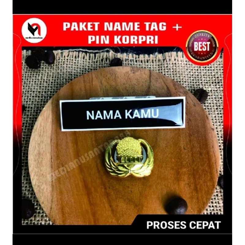 

NAMA FIBER KACA(NAMETAG)+ PIN KORPRI PREMIUM