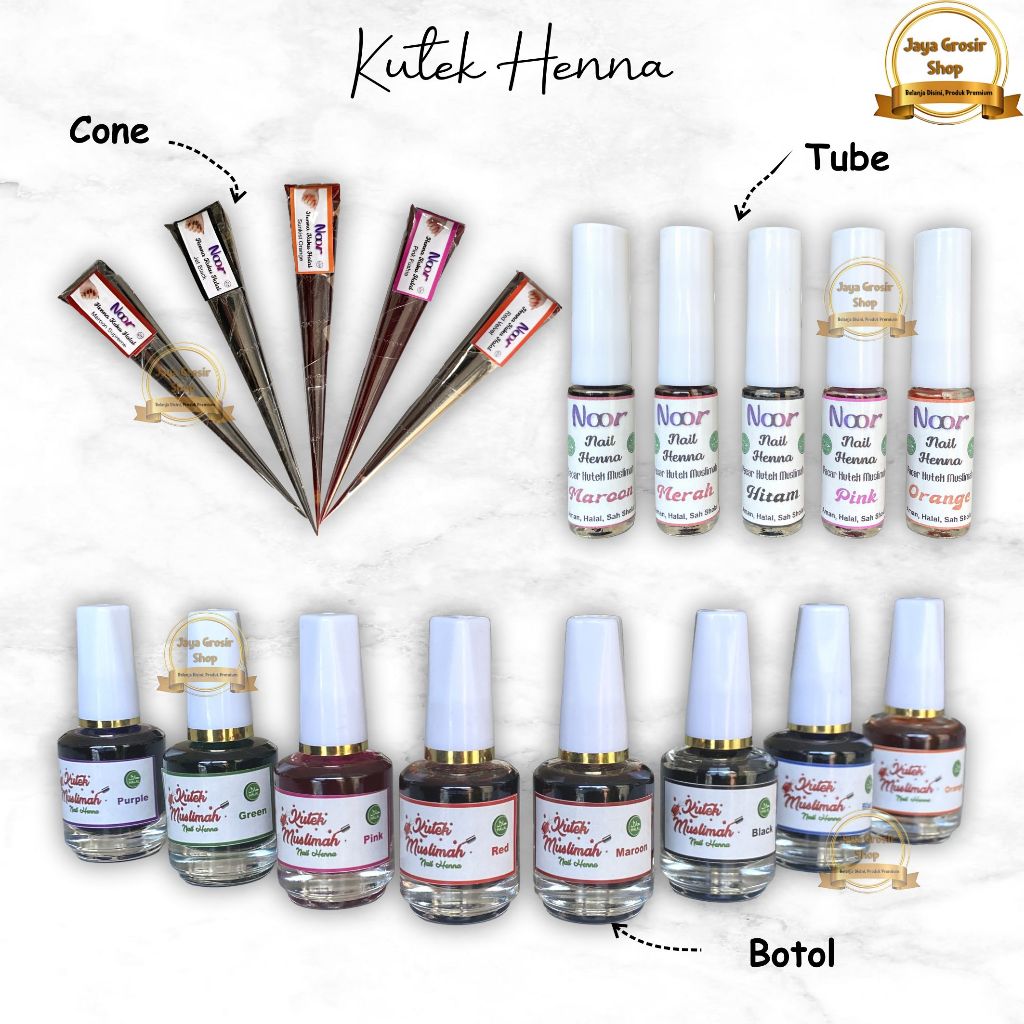 Kutek Henna Muslimah Asli Halal Henna Kuku Nail Henna Tahan Lama