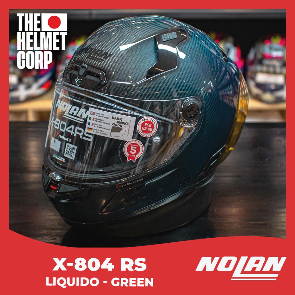 NOLAN X804RS ULTRA CARBON LIQUIDO GREEN FULL FACE CARBON HELMET ORIGINAL